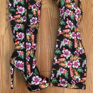 Floral Knee Boots Never Worn